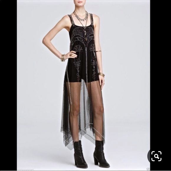 Free People Dresses & Skirts - Free People Beaded Maxi Slip Dress